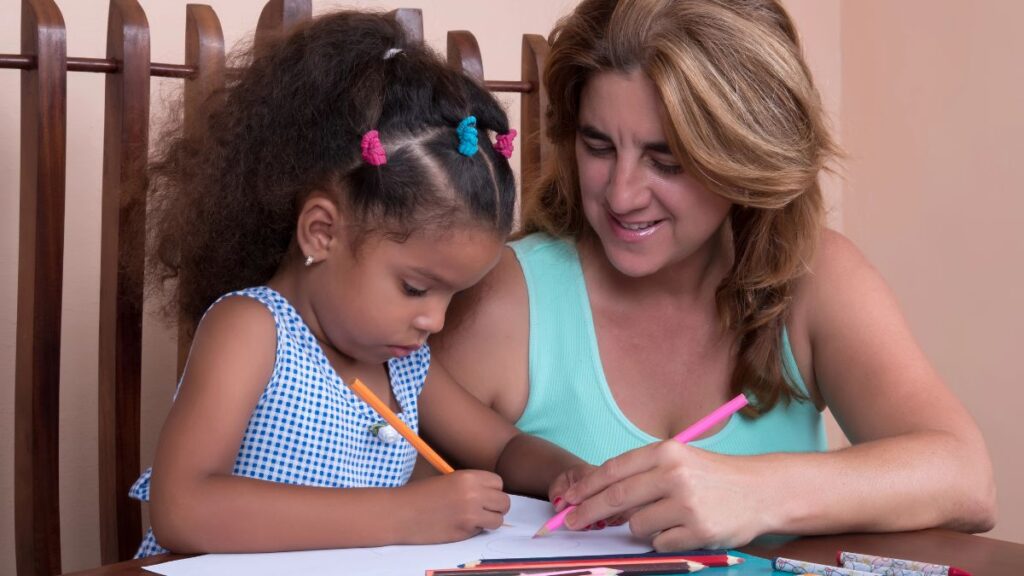 mom and daughter coloring