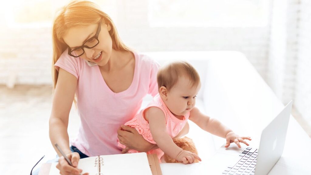 mom working with baby