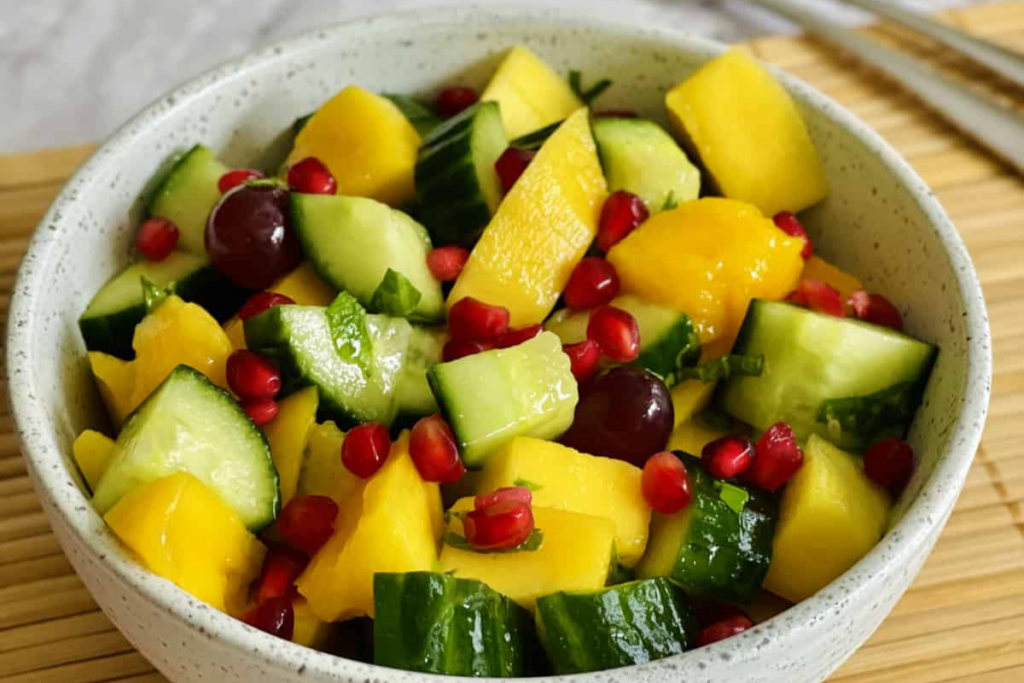 vegan mango and cucumber salad 