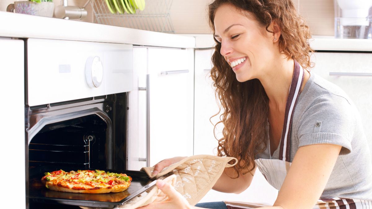 woman baking pie