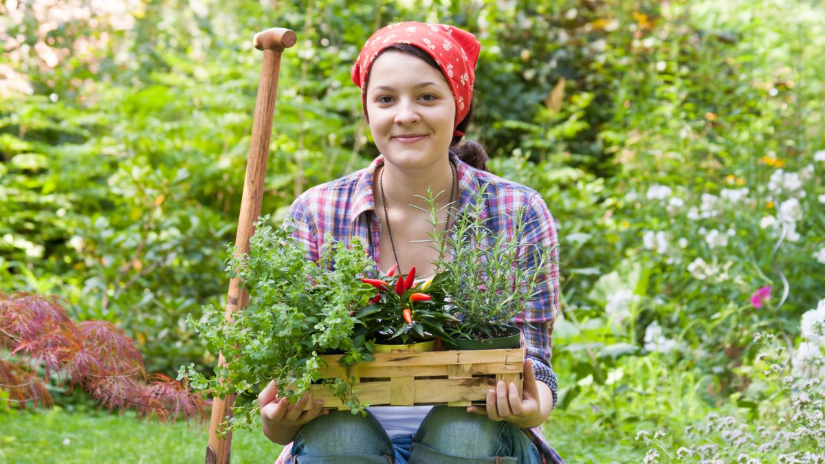 woman smiling in garden