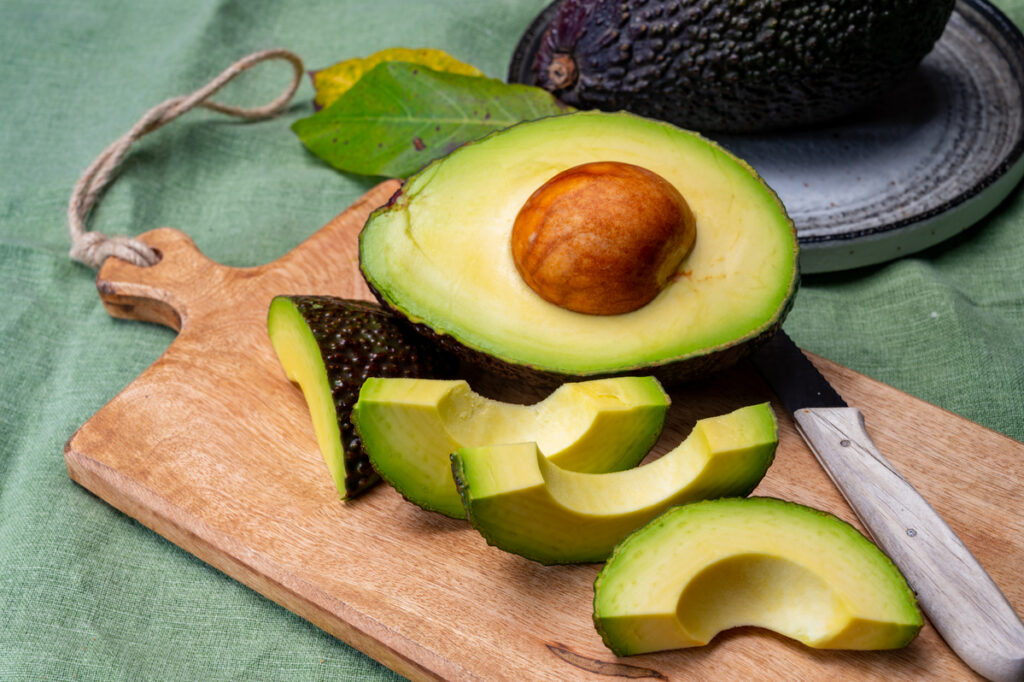 Healthy food, fresh ripe hass avocado fruit from Peru