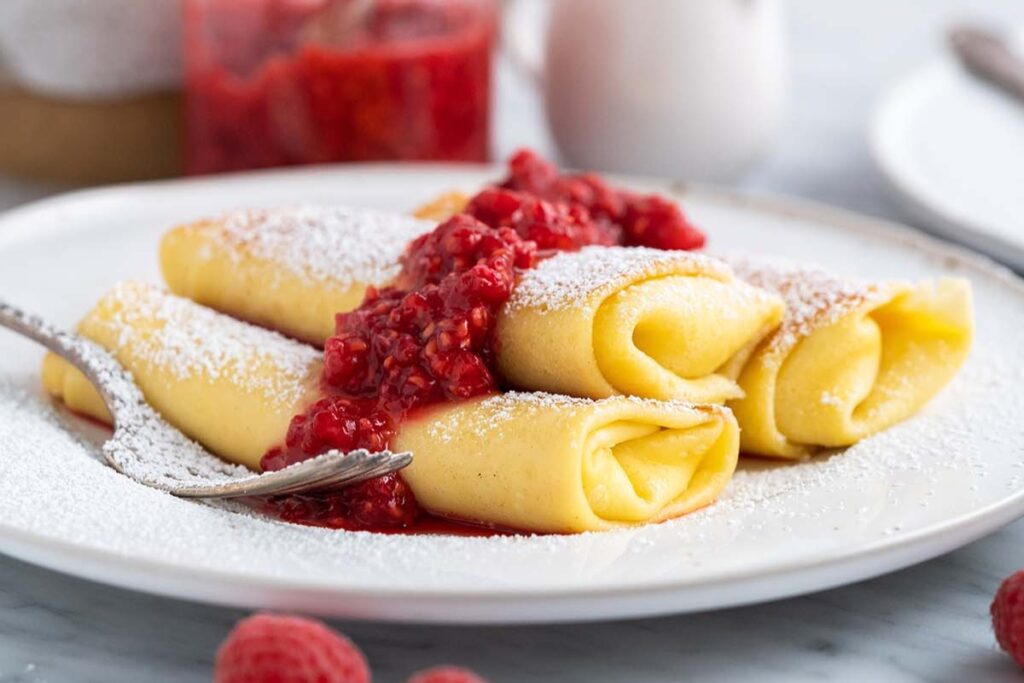 Cheese Blintz Recipe With Fresh Raspberry Sauce {Video} 