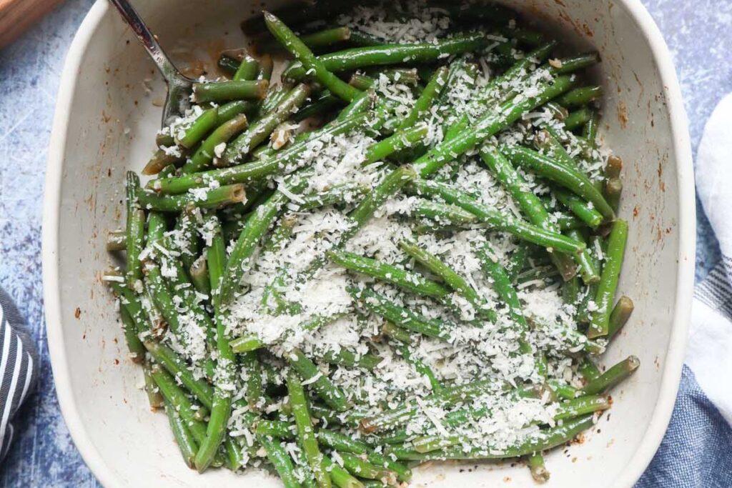 Cheesy Parmesan Roasted Frozen Green Beans