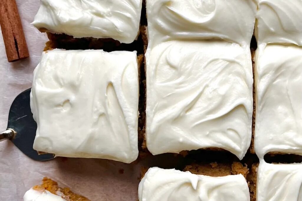 Moist Pumpkin Cake Mix Bars With Cream Cheese Frosting 