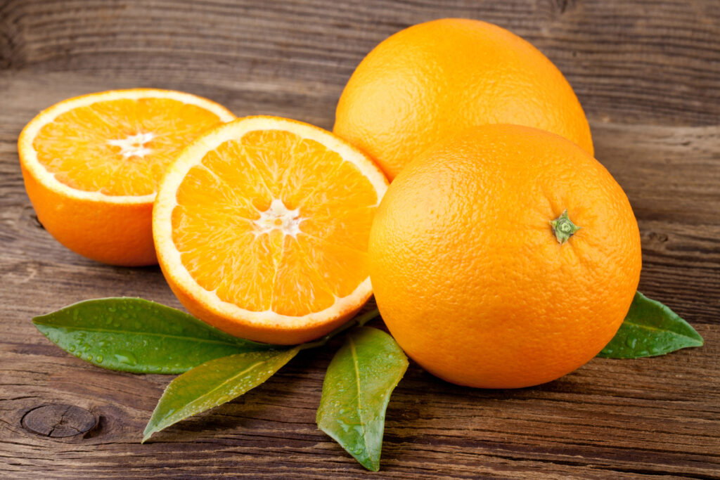 Oranges Fruit over Wooden background