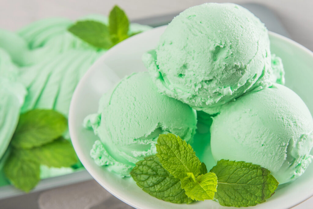 Ice cream with mint. Mint ice cream