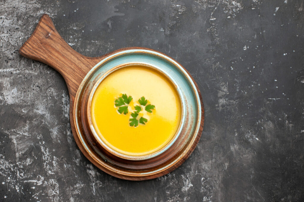 Delicious pumpkin soup in a bowl