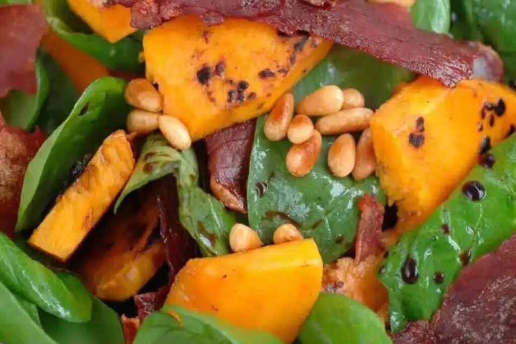 Spinach & Butternut Squash Salad W/ Crispy Prosciutto