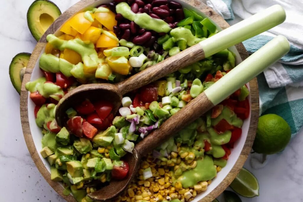 Vegan Mexican Chopped Salad with Avocado Dressing