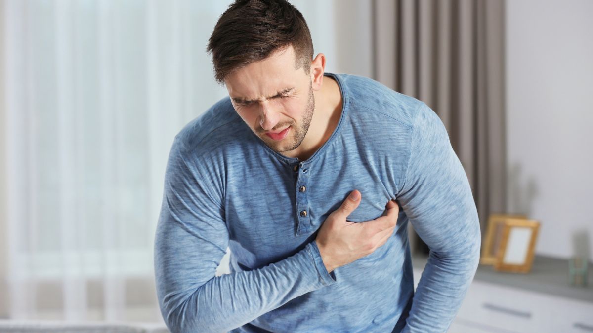 man with chest pain