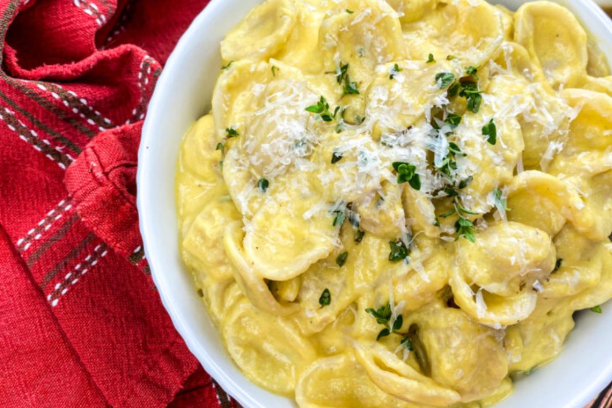 A plate of Creamy Butternut Squash and Mascarpone Orecchiette