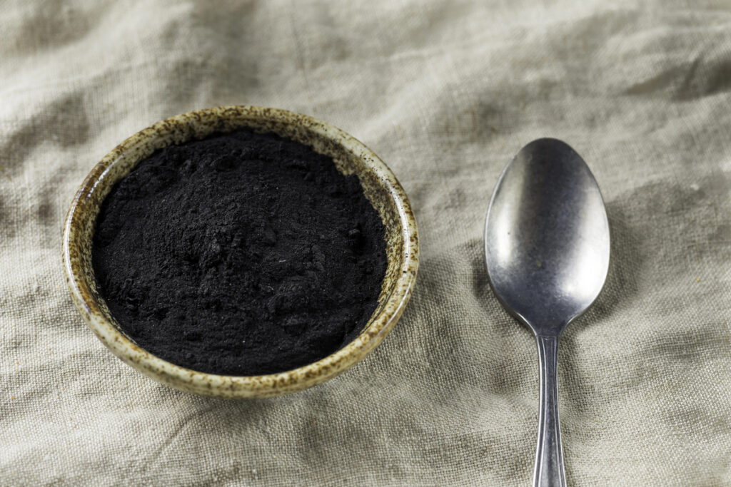 Raw Organic Black Activated Charcoal in a Bowl