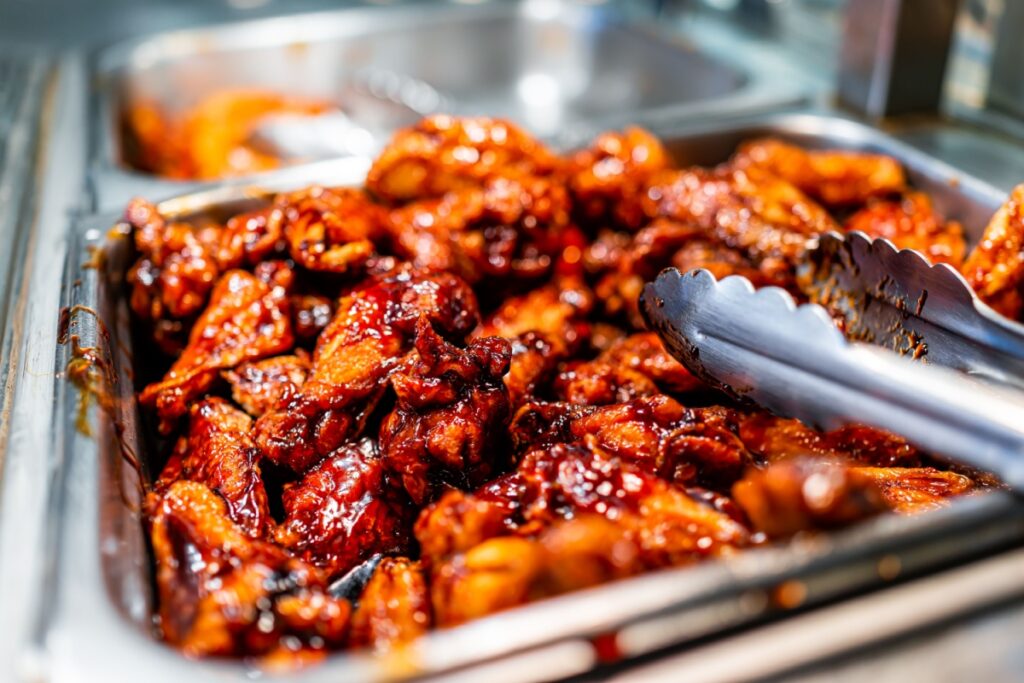 Barbeque sauce chicken wings buffet bar 