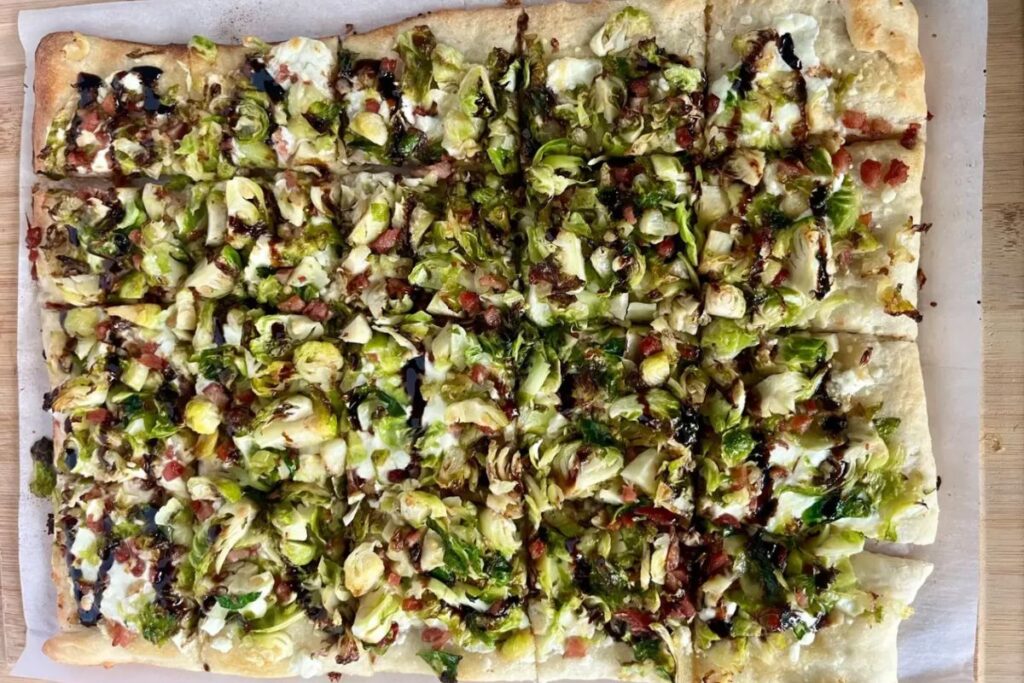 Brussel Sprout Pizza With Pancetta And Goat Cheese