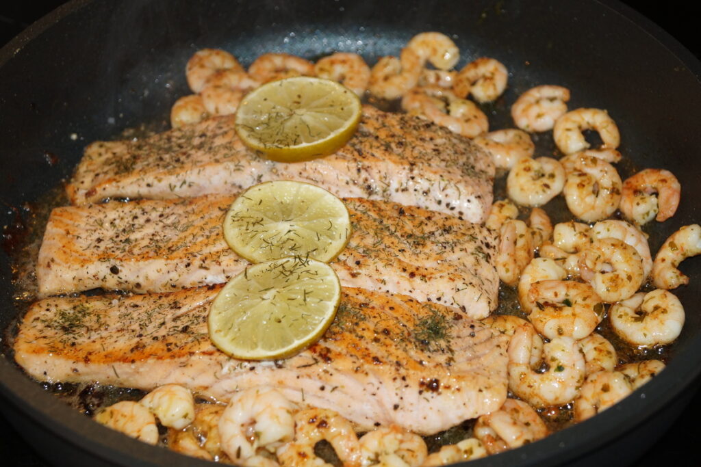 Garlic Butter Shrimp and Fish Skillet