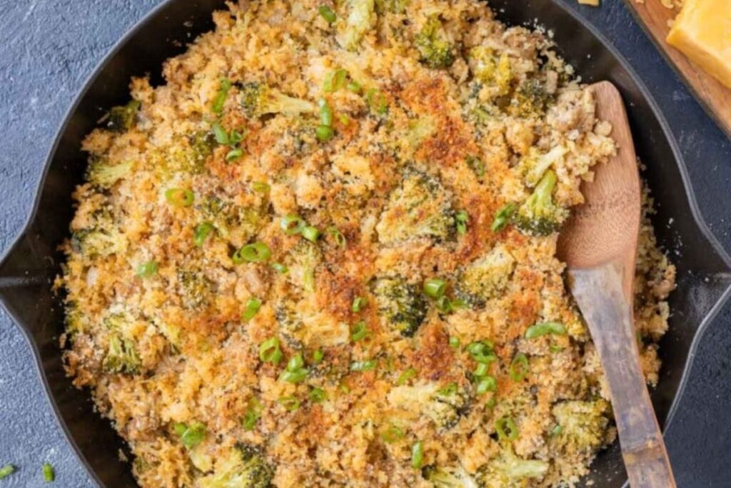 Ground Turkey Broccoli Cheese Rice Skillet
