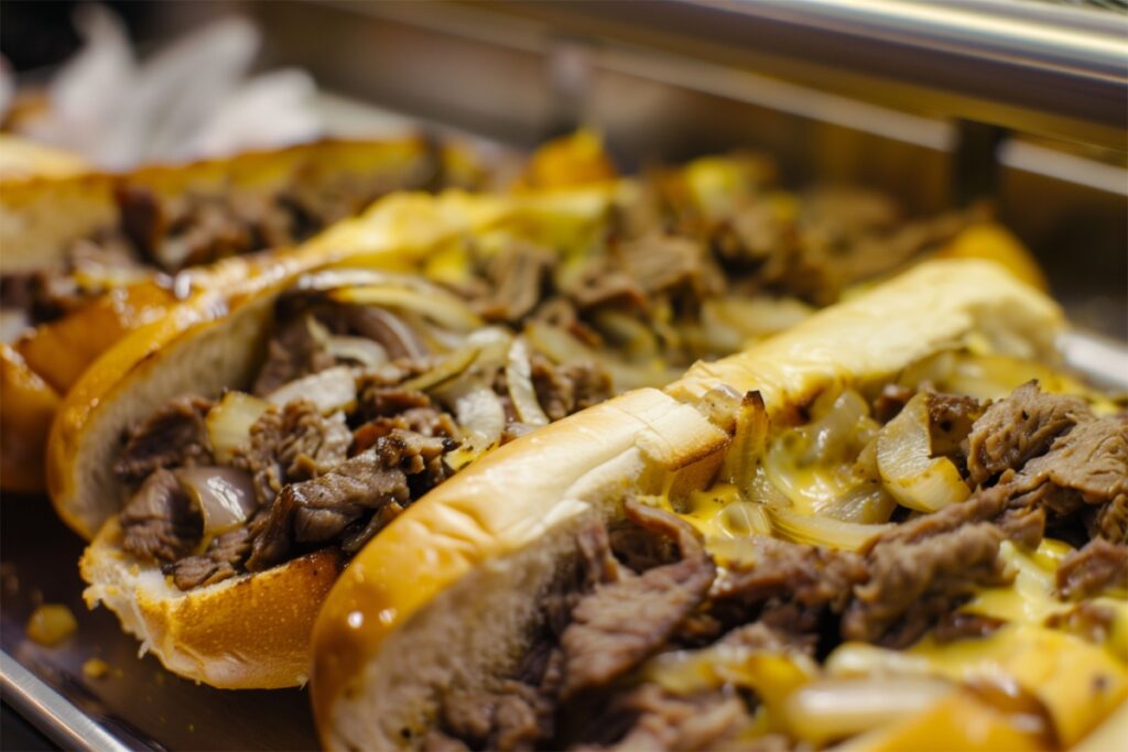 Philadelphia philly melted cheese steak sandwich roll