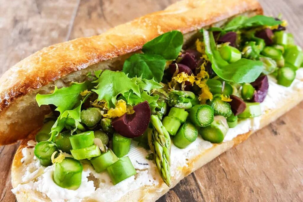 Picnic Sandwich With Asparagus And Goat Cheese