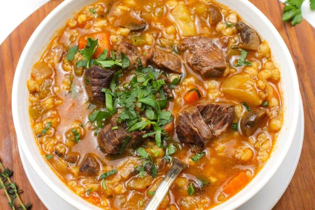 Quick Prep Instant Pot Beef & Barley Soup (Veggie-Packed)