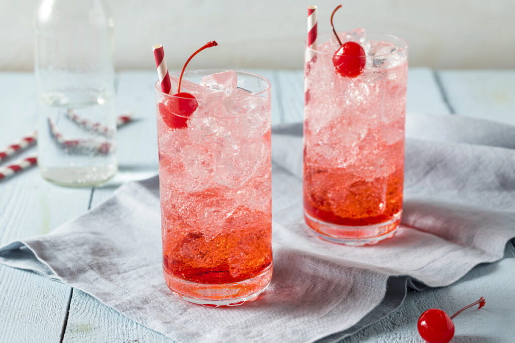 Sweet Refreshing Cherry Cocktail Mocktail with Soda Water