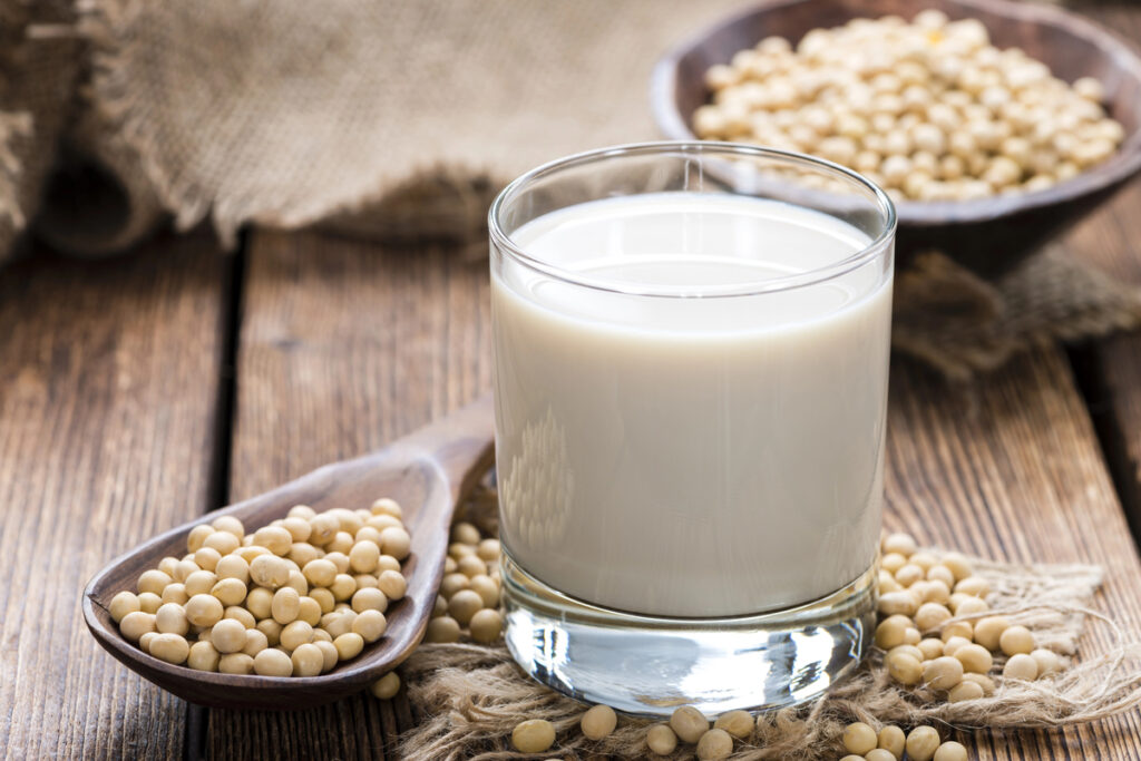 Glass with Soy Milk and Seeds 