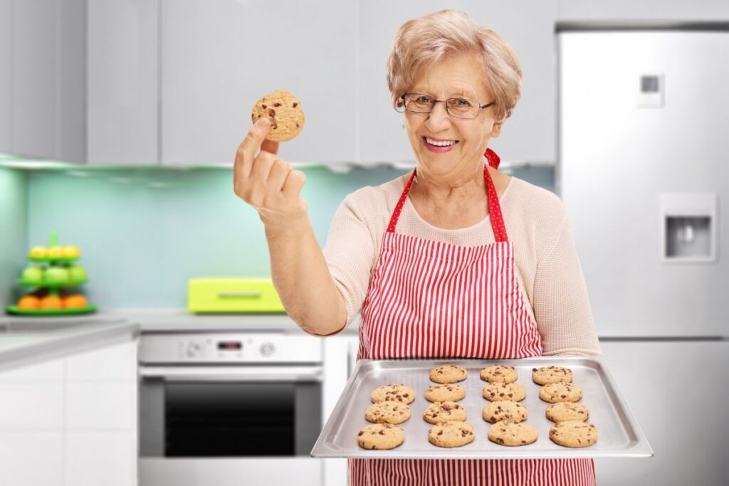 grandma baking chocolate chip cookies