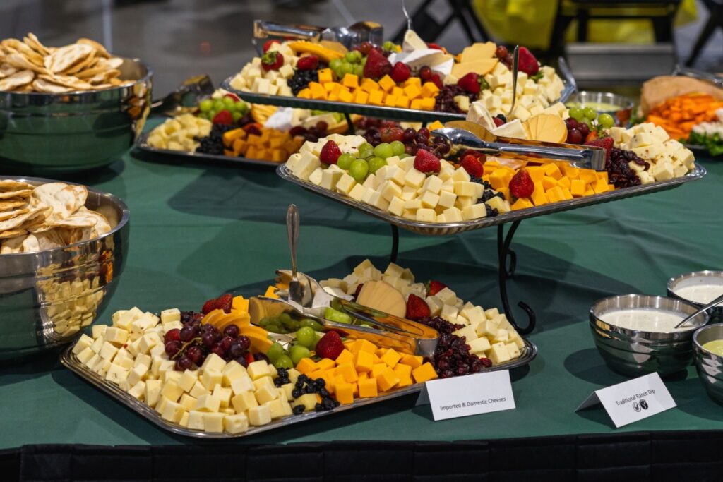 variety of cheese and fruits