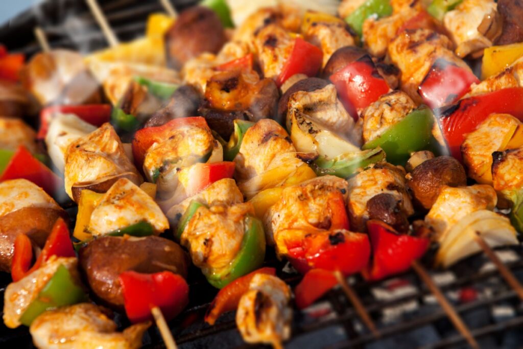 BBQ chicken skewers kabobs