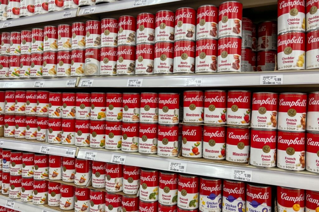 Campbell's canned Soup grocery aisle