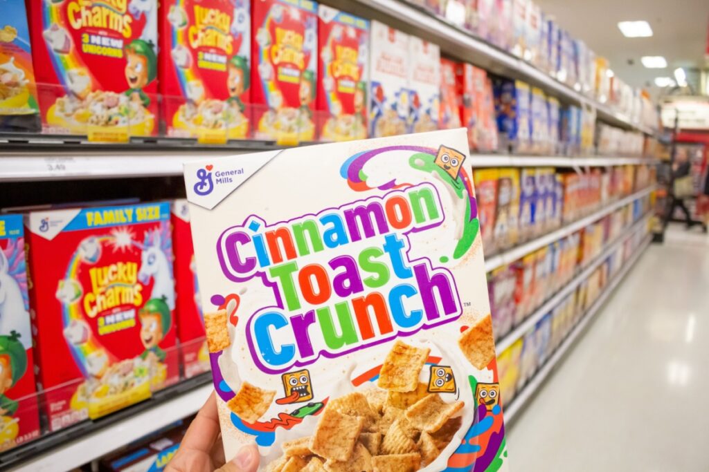 Cinnamon Toast Crunch in the cereal aisle of a local grocery store