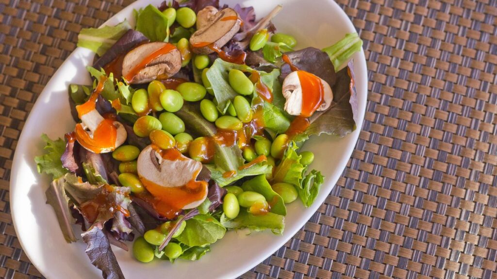 Edamame mushroom salad