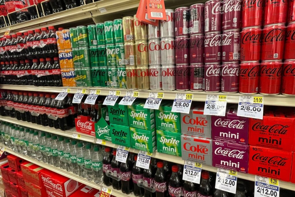 Grocery store coca cola products