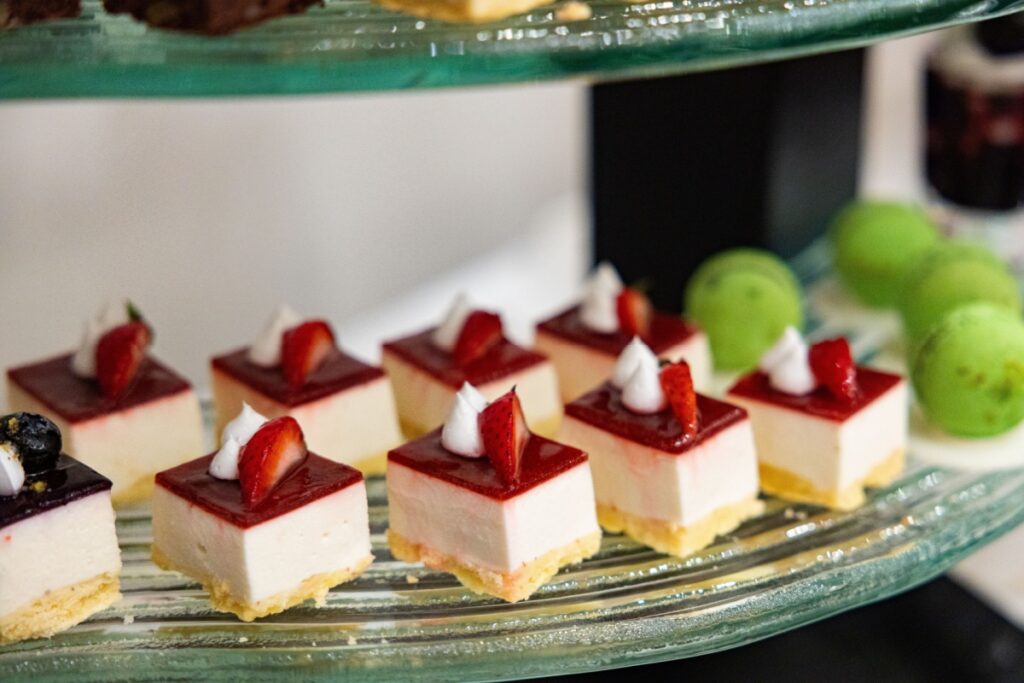 Mini Strawberry cheesecake in buffet line