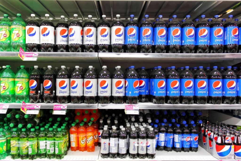 Pepsi soda sugary beverage grocery aisle