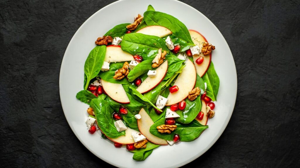 Pomegranate walnut apple feta salad