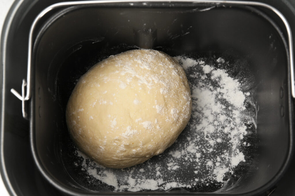 Prepared dough in bread maker