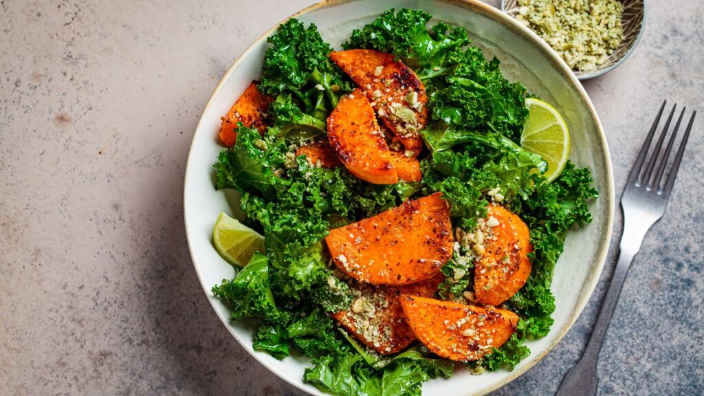 Roasted Sweet Potato kale salad