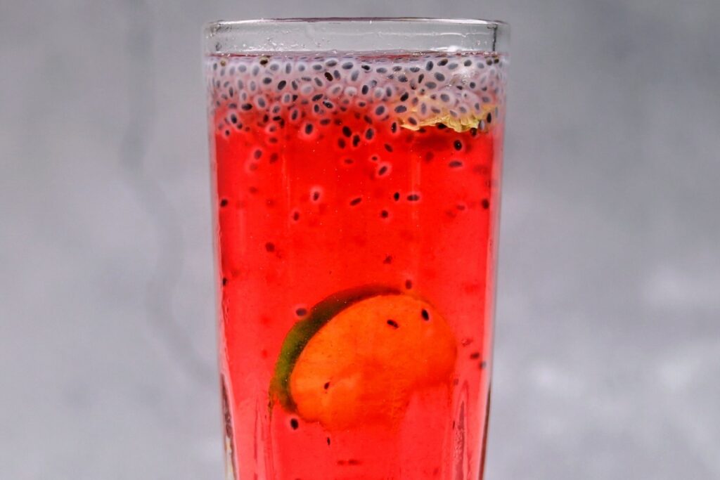  Rooh Afza and basil seed summer drink