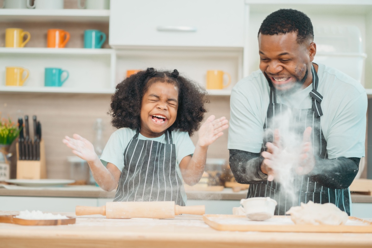 father and daughter bond baking cooking