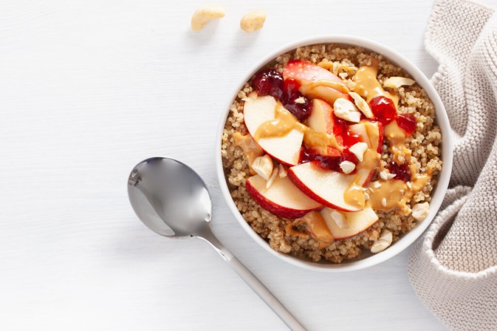 apple peanut butter quinoa bowl