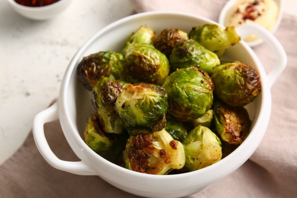 roasted Brussels cabbage on table