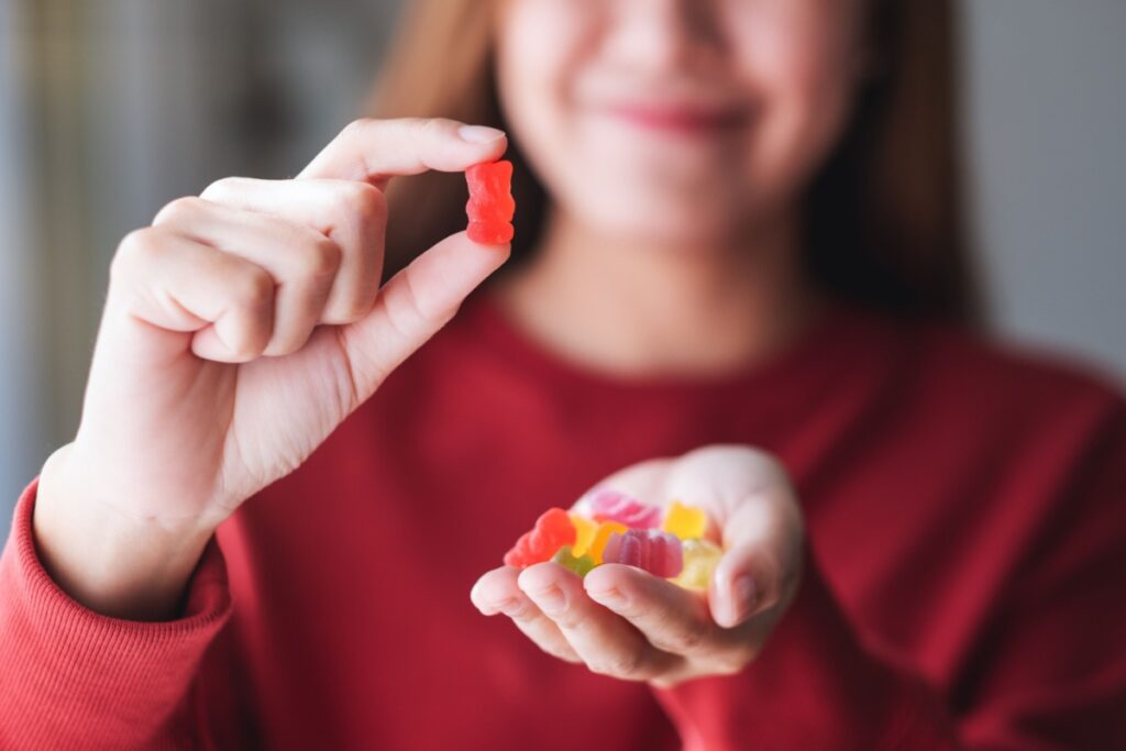 handful of gummy bears candy