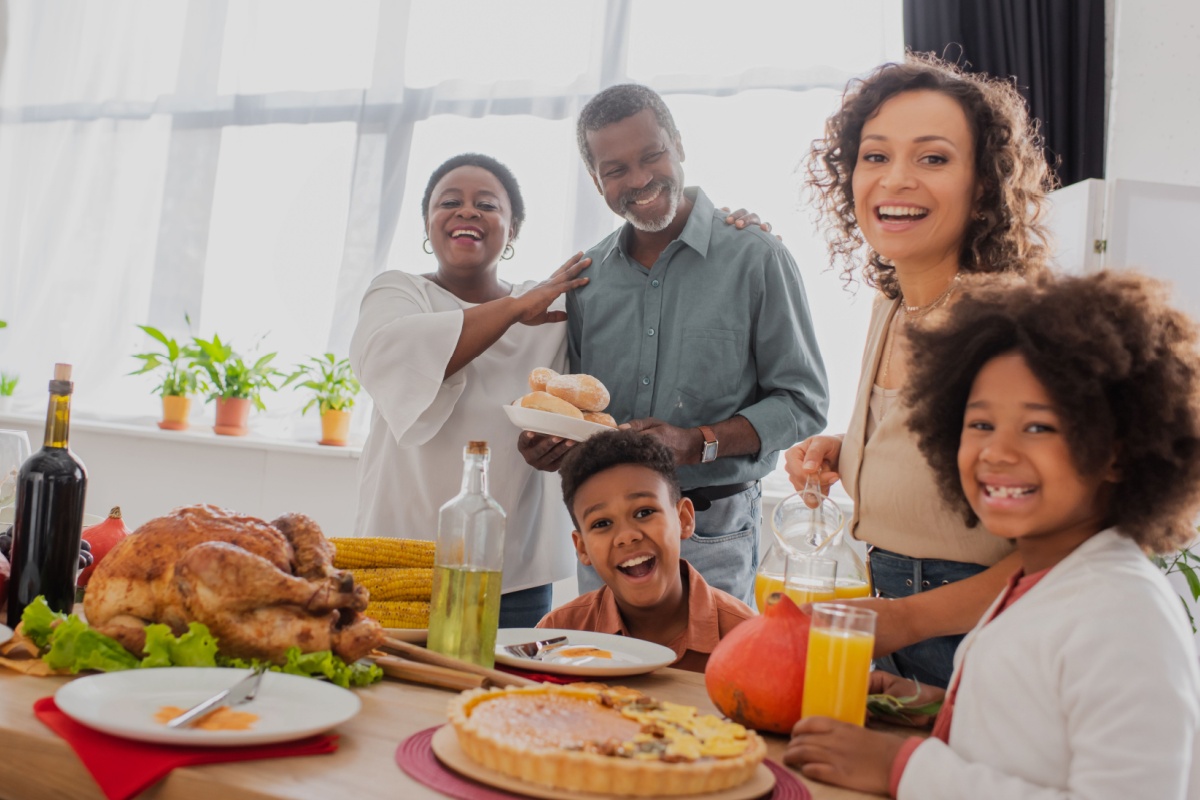 happy American family on Thanksgiving