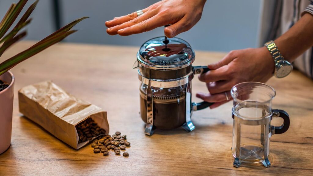 making coffee with french press