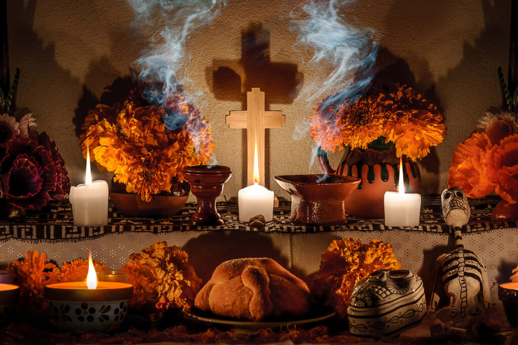 Mexican day of the dead altar (Dia de Muertos)