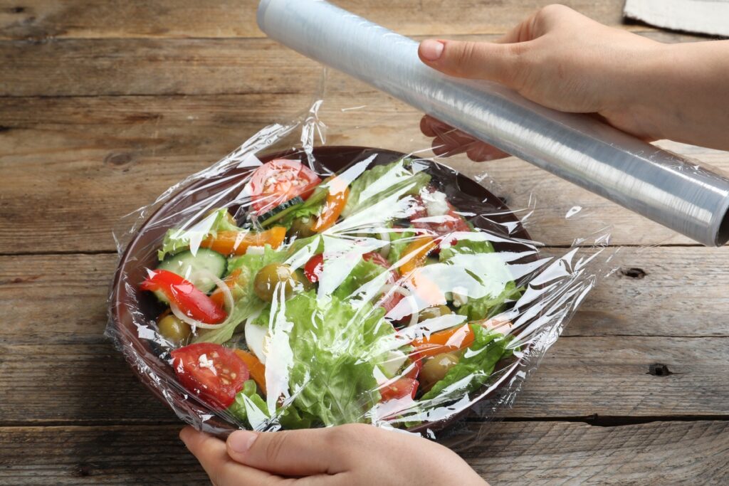 Wrapping Salad in Plastic