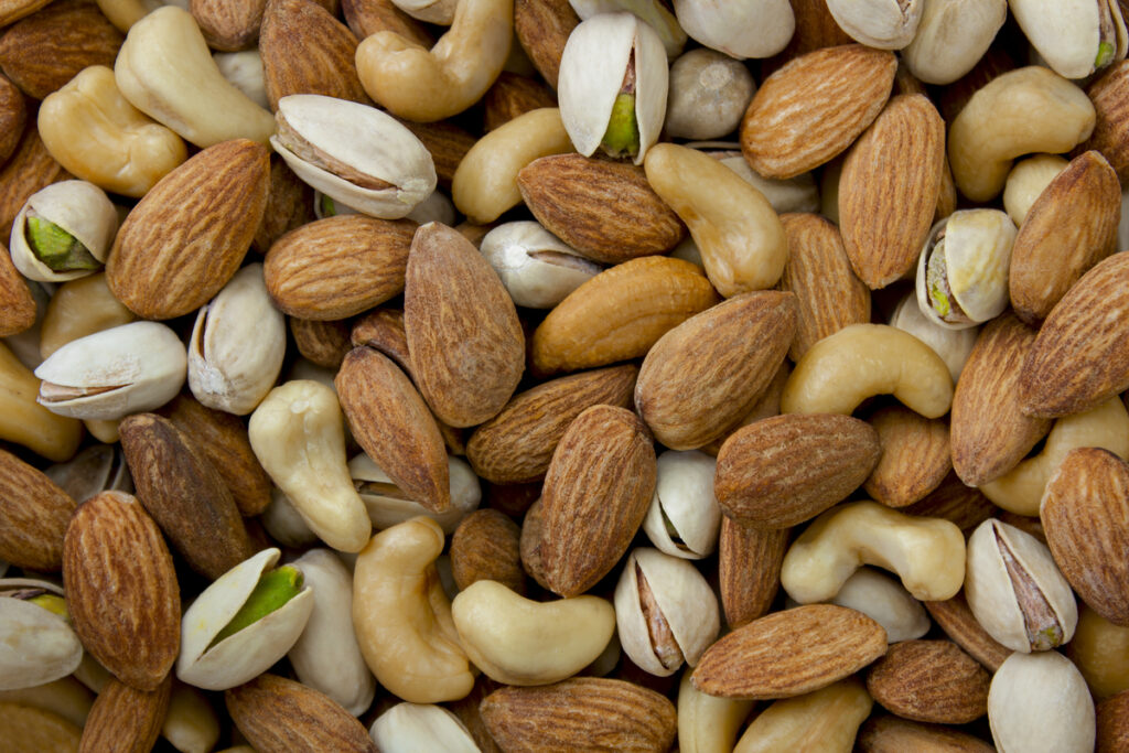 almonds, walnuts, and cashews