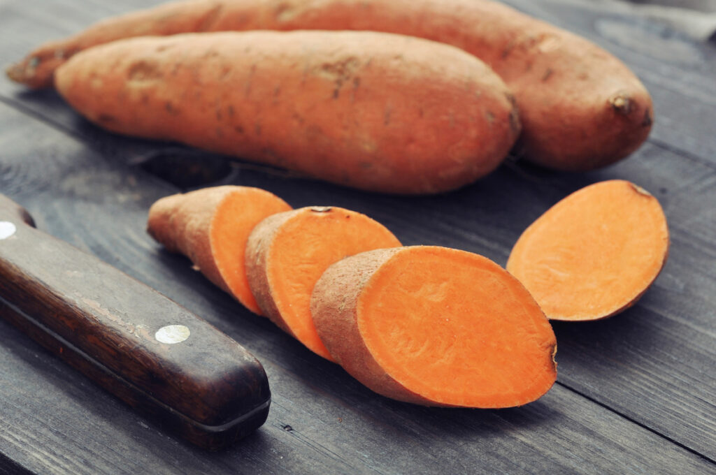 sliced sweet potatos